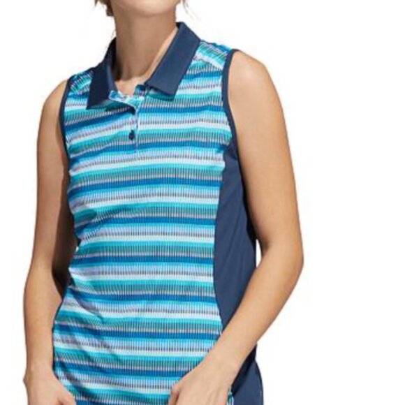 🔴 Adidas Women's Ultimate Printed Polo T- Shirt Sleeveless Multicolor Small - Picture 1 of 16
